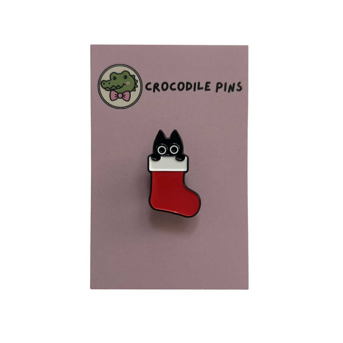 Christmas Black Cat Pin Badge