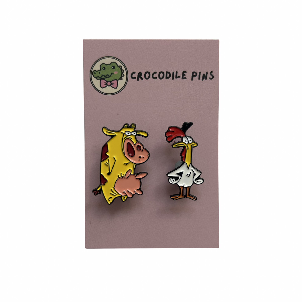 Cow & Chicken Pin Badges