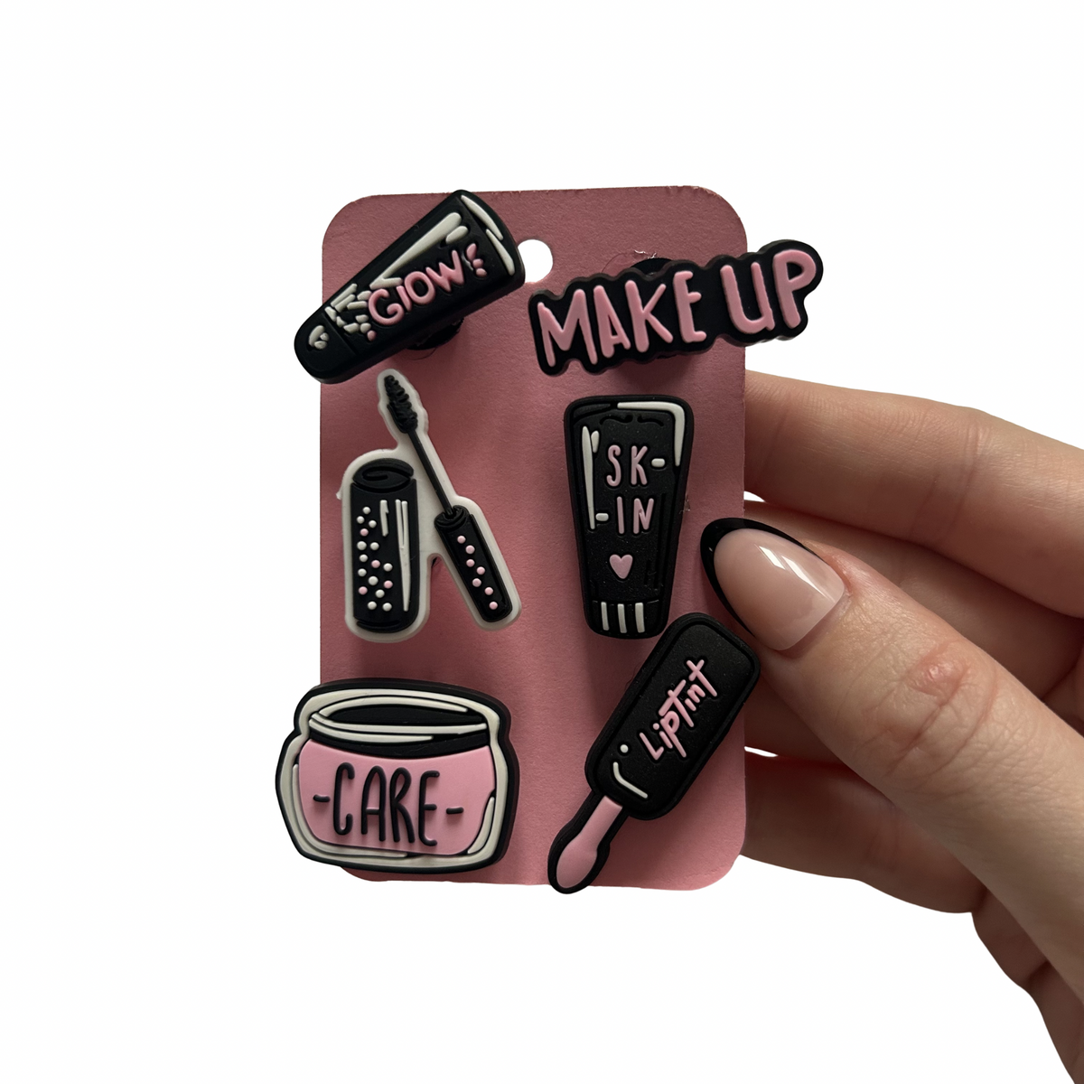 Black & Pink Cosmetics Shoe Charms
