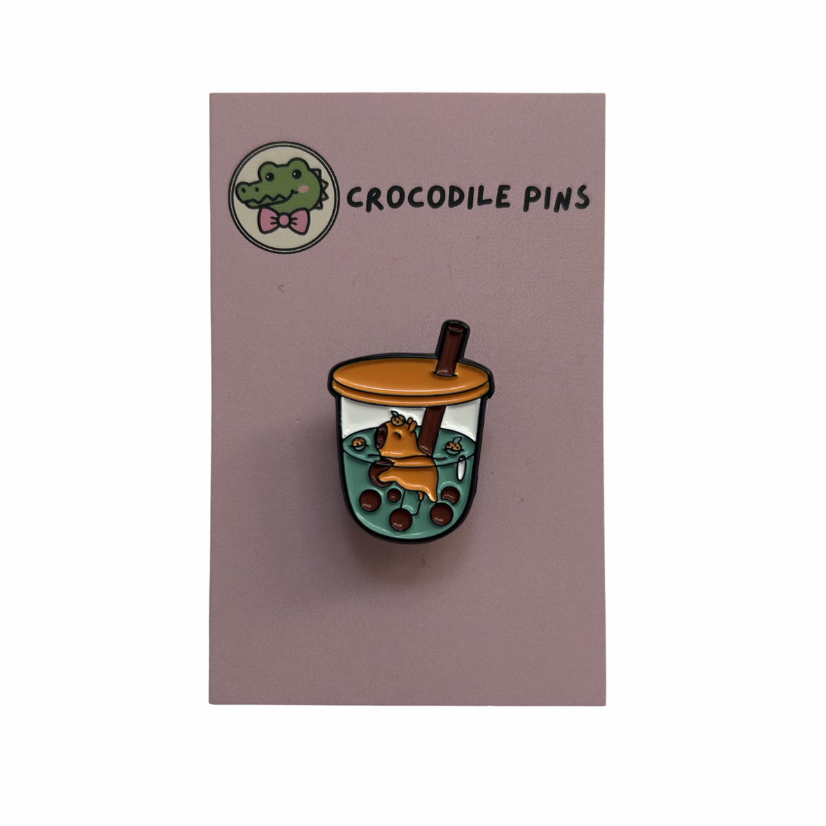 Capybara Bubble Tea Pin Badge