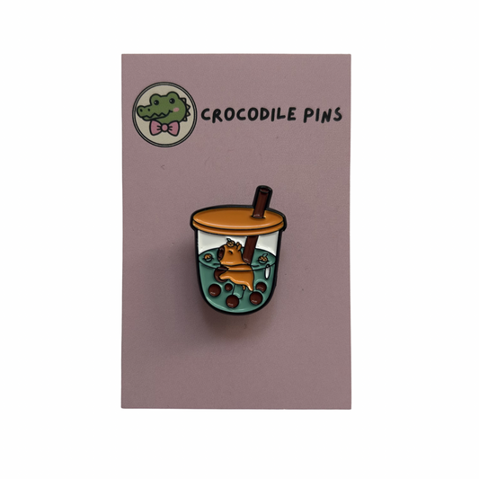 Capybara Bubble Tea Pin Badge