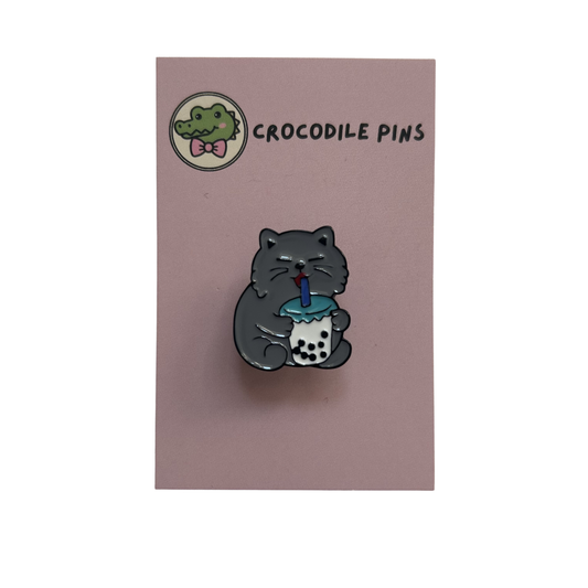 Cat Bubble Tea Pin Badge