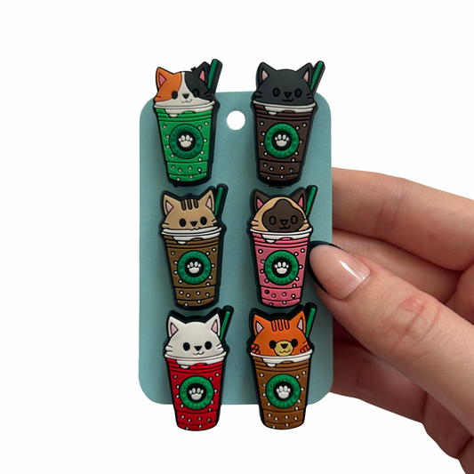 Festive cats in cups Shoe Charms