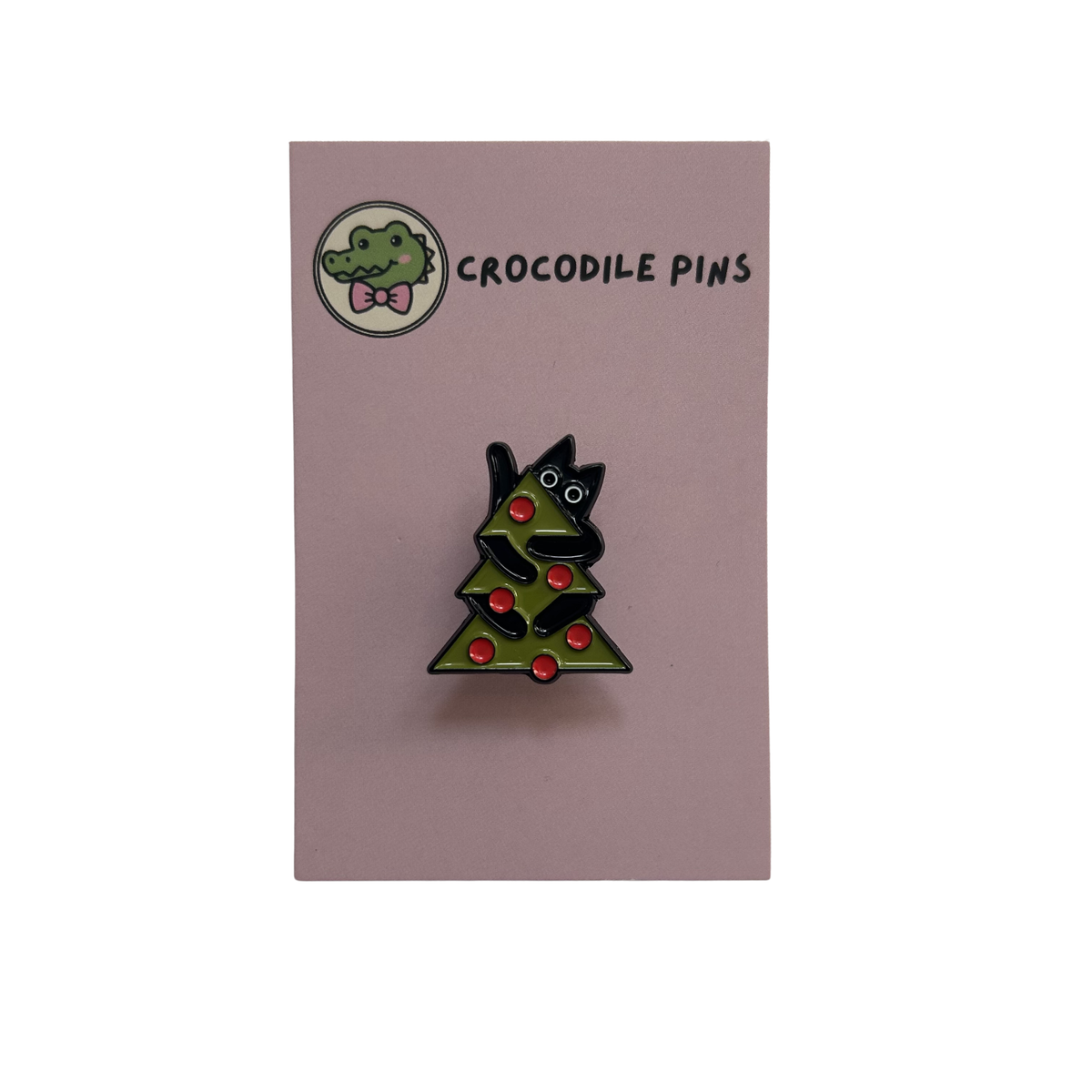 Christmas Black Cat Pin Badge