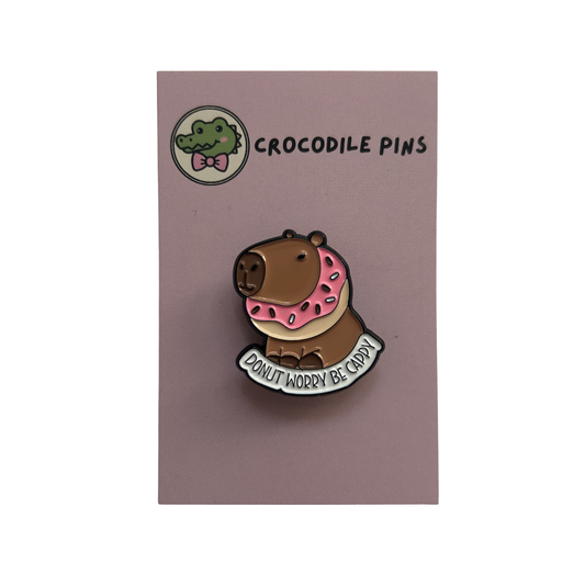 Capybara Donut Worry Be Cappy Pin Badge