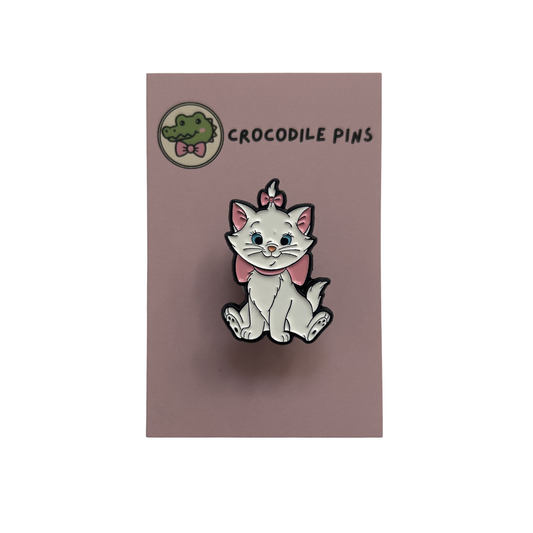 White Kitten Pin Badge