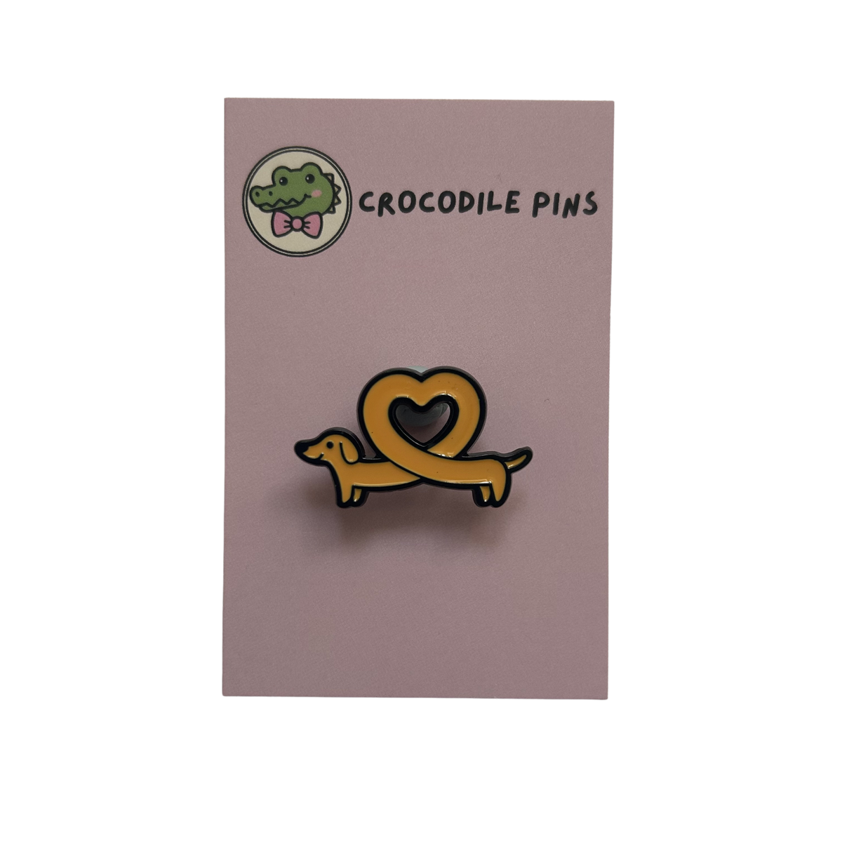 Heart Shaped Sausage Dog Pin Badge
