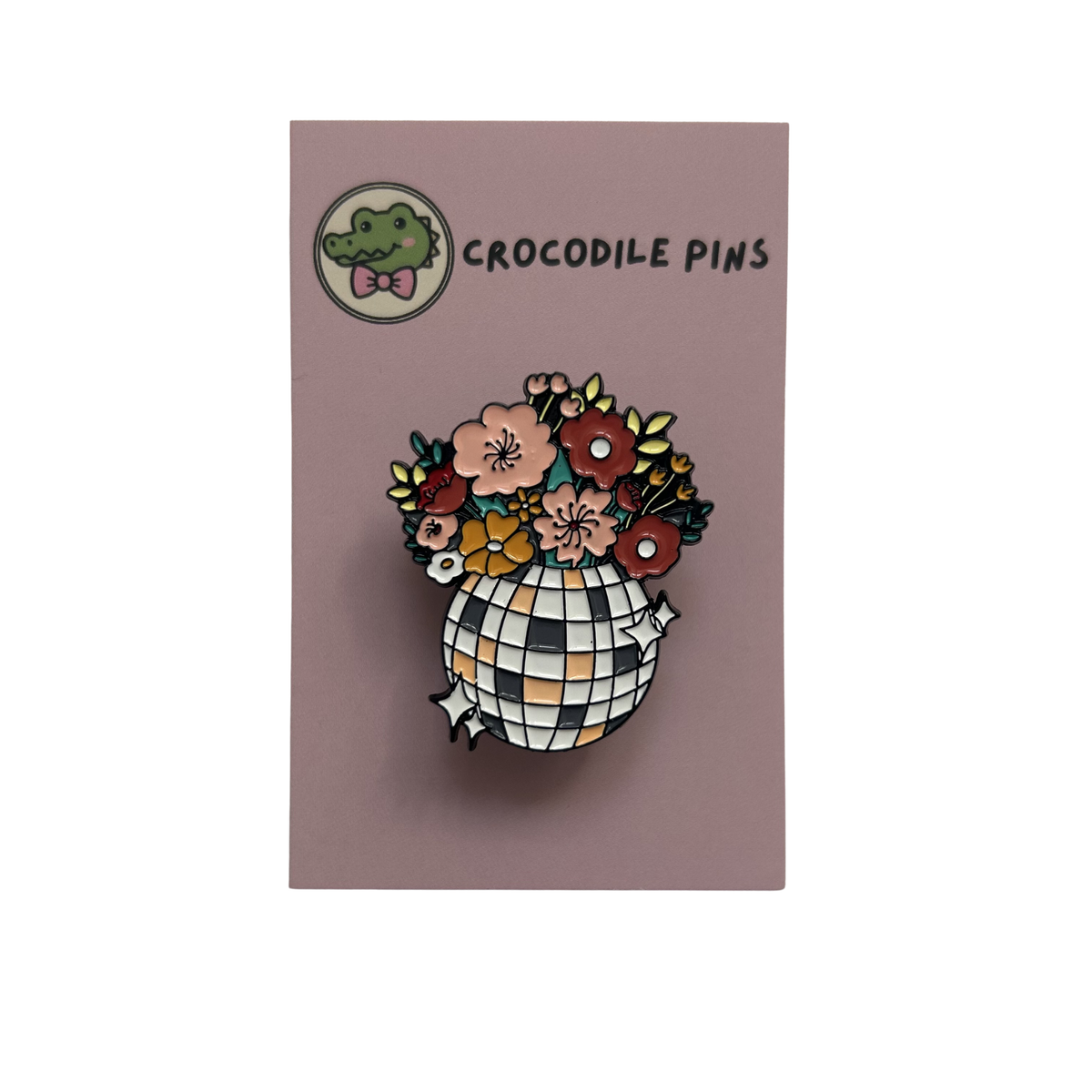 Floral Disco Ball Pin Badge